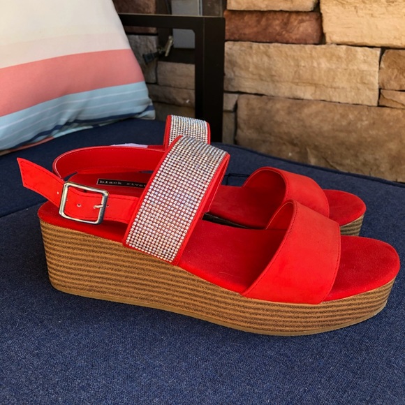 Black Rivet Shoes Black Rivet Orange Rhinestone Platform Sandals